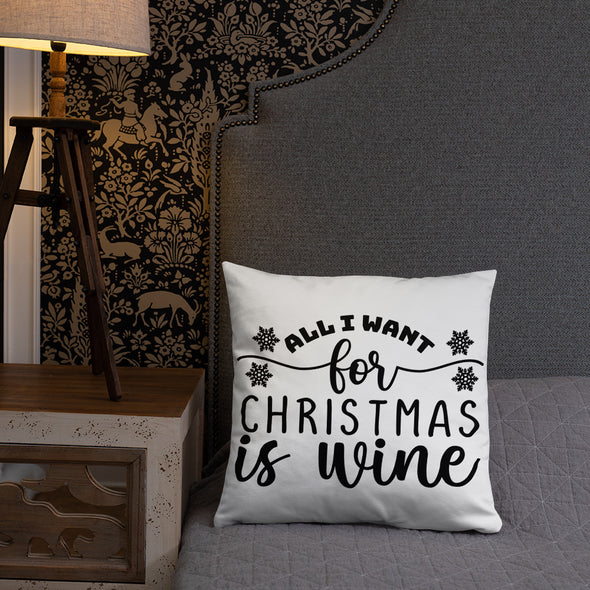All I Want for Christmas Is Wine Pillow