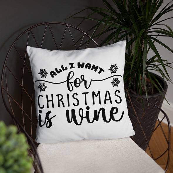 All I Want for Christmas Is Wine Pillow