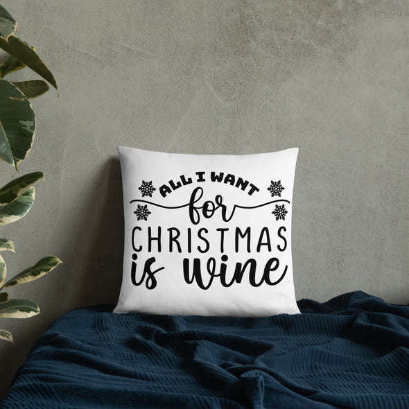 All I Want for Christmas Is Wine Pillow
