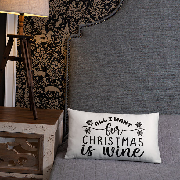 All I Want for Christmas Is Wine Pillow