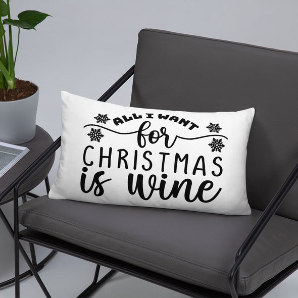 All I Want for Christmas Is Wine Pillow