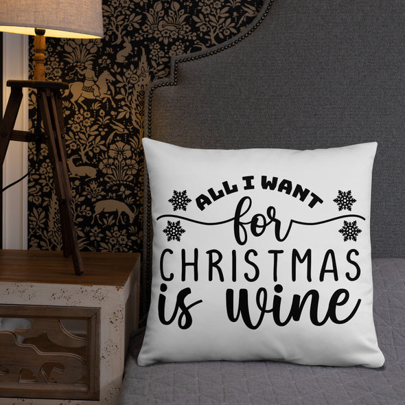 All I Want for Christmas Is Wine Pillow