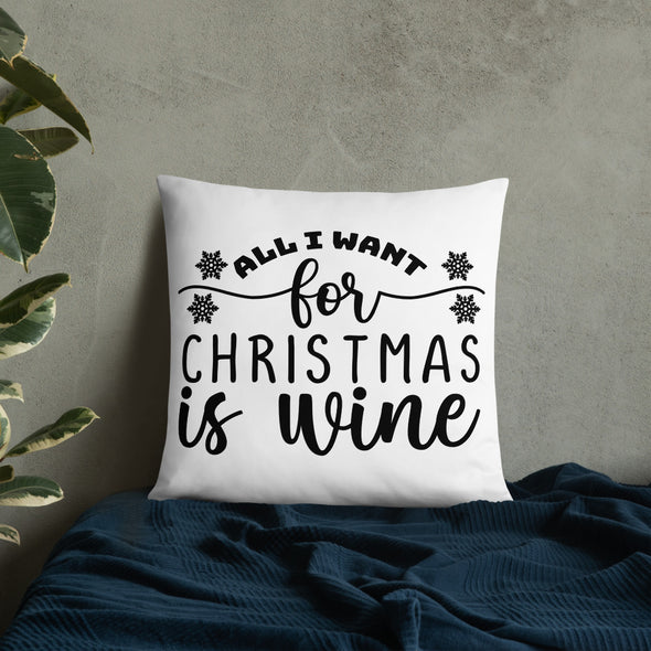 All I Want for Christmas Is Wine Pillow