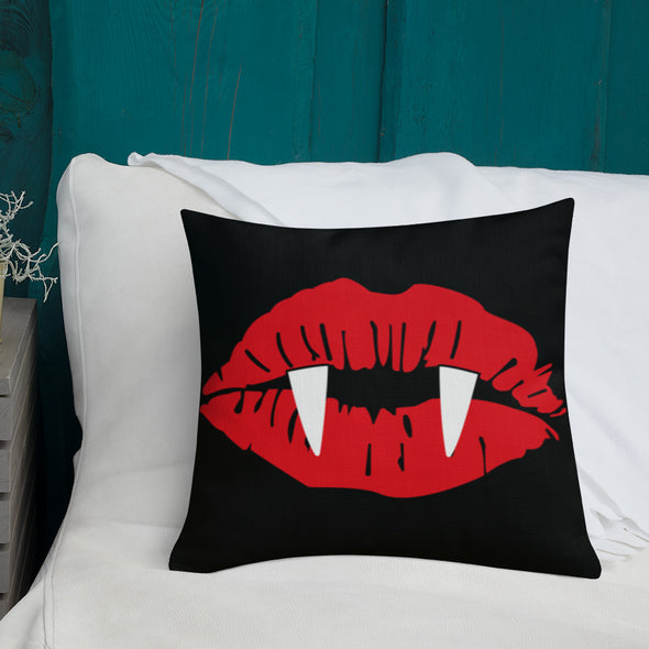Vampire Lips Throw Pillow (black)