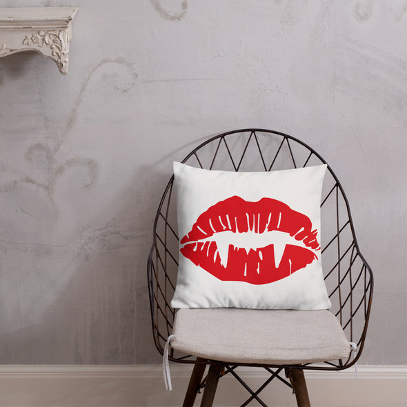 Vampire Lips Throw Pillow (white)