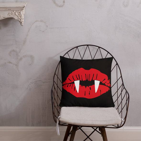 Vampire Lips Throw Pillow (black)