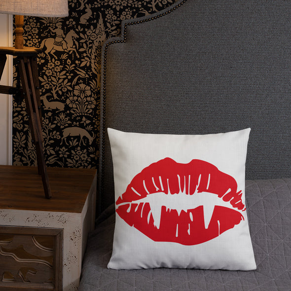 Vampire Lips Throw Pillow (white)