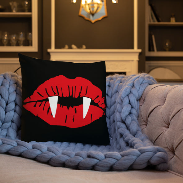 Vampire Lips Throw Pillow (black)