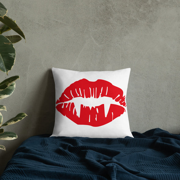 Vampire Lips Throw Pillow (white)
