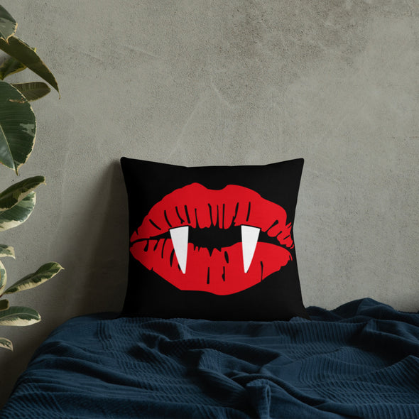 Vampire Lips Throw Pillow (black)