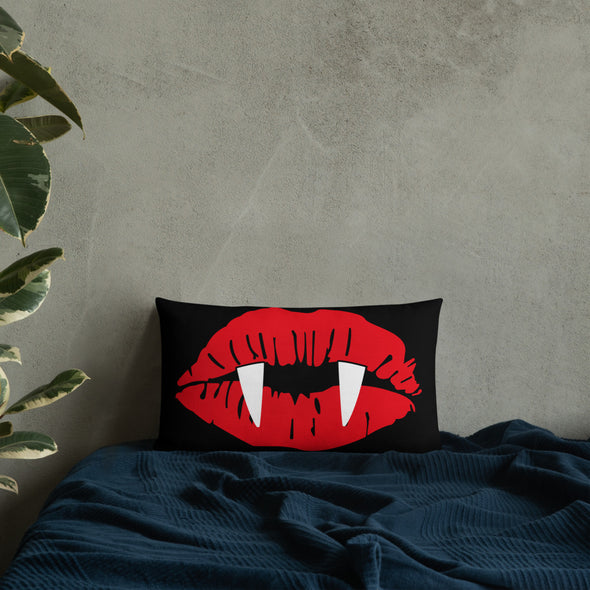 Vampire Lips Throw Pillow (black)