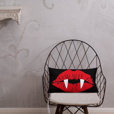 Vampire Lips Throw Pillow (black)