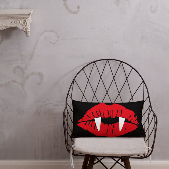 Vampire Lips Throw Pillow (black)
