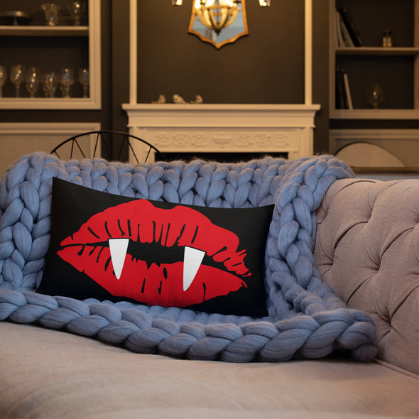 Vampire Lips Throw Pillow (black)