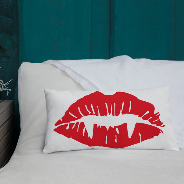Vampire Lips Throw Pillow (white)