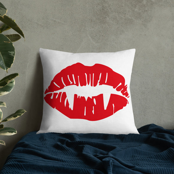 Vampire Lips Throw Pillow (white)