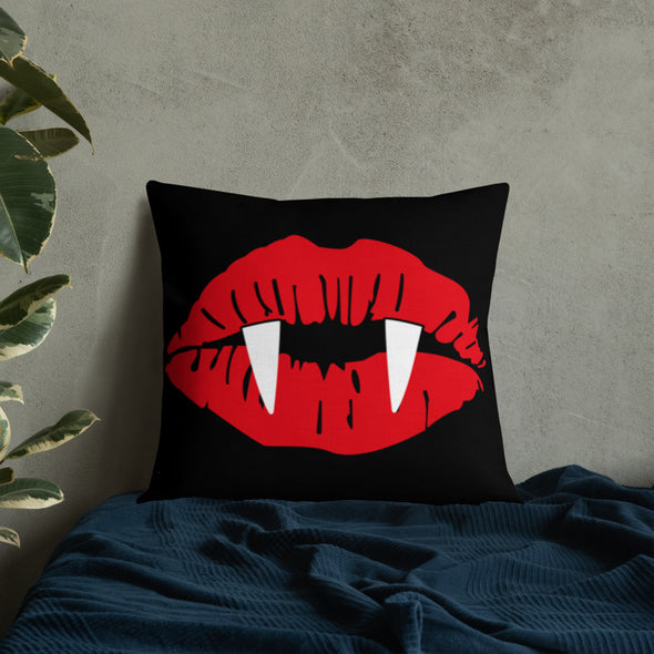Vampire Lips Throw Pillow (black)