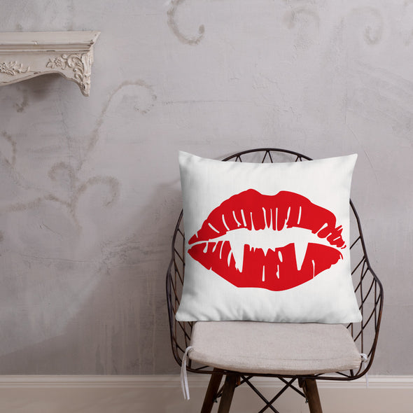Vampire Lips Throw Pillow (white)