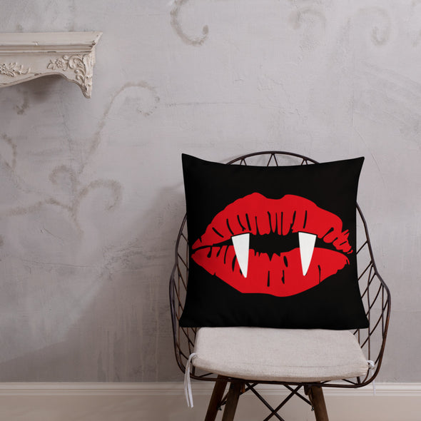 Vampire Lips Throw Pillow (black)