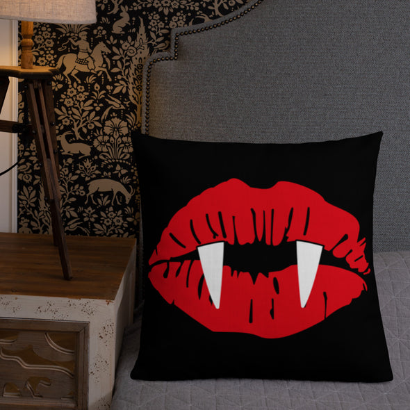 Vampire Lips Throw Pillow (black)