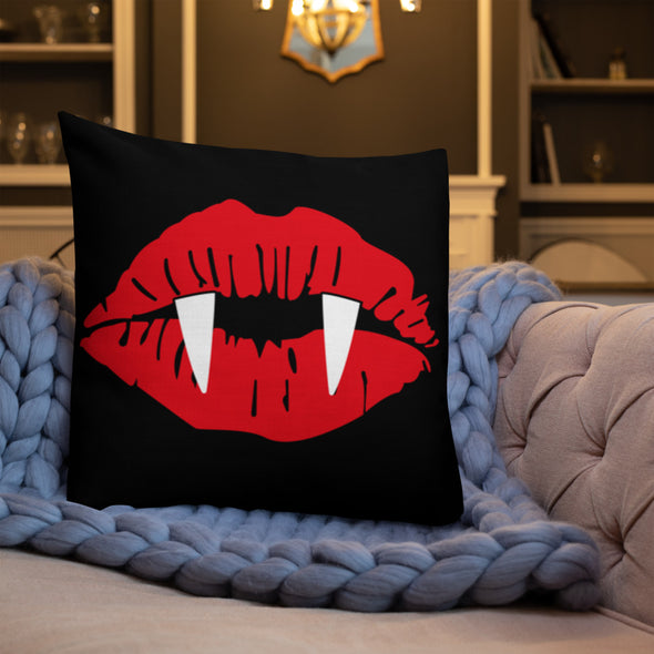 Vampire Lips Throw Pillow (black)