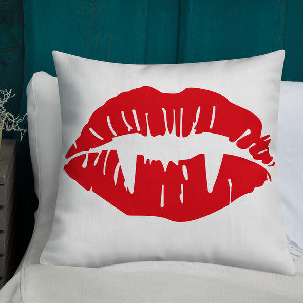Vampire Lips Throw Pillow (white)