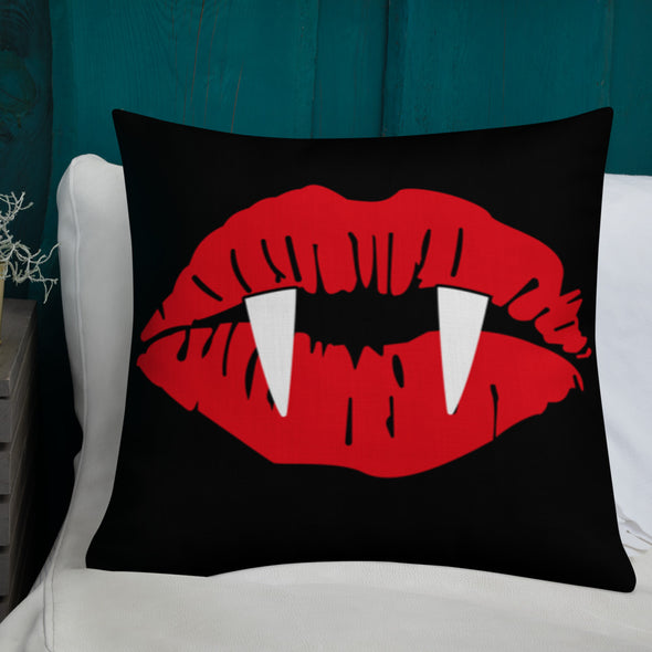 Vampire Lips Throw Pillow (black)