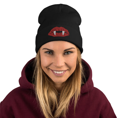 Vampire Lips Cuffed Beanie