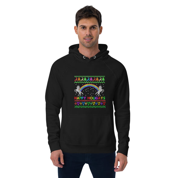 Happy Holigays Unisex eco raglan hoodie