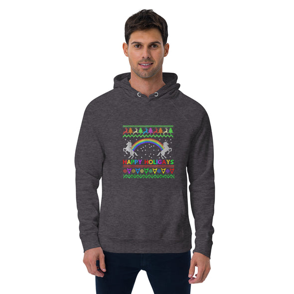 Happy Holigays Unisex eco raglan hoodie